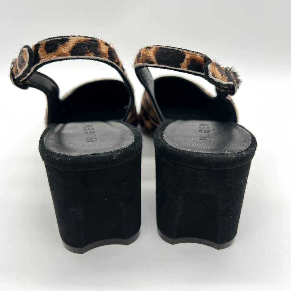 M GEMI Slingback Pump Womens 10.5 Leopard Print Calfhair Pointy Block Heel Suede - Picture 5 of 10